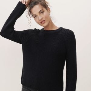 Jenni Kayne Black Cotton Fisherman Sweater Large